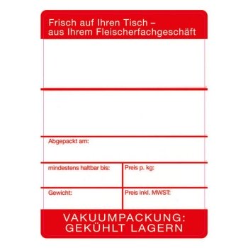 Etiketten selbstklebend ,,gekühlt lagernd''
