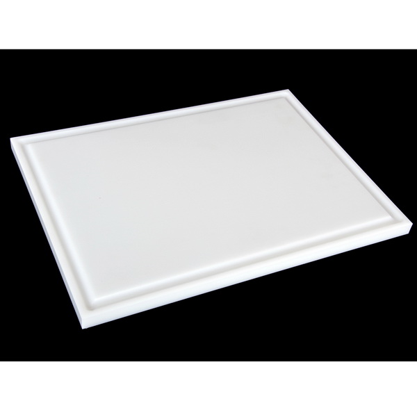 Poly-Hygien-Schneidbrett weiß 600x400x30 mm mit Saftrille und Saugfüßen
