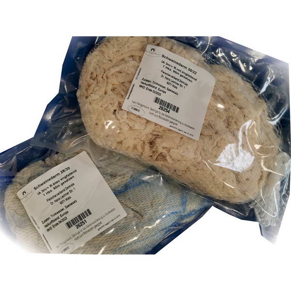 Schweinedarm 30/32  3m+/R-rot gesalzen - engfallend